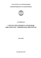 Važnost menadžmenta sportskih organizacija - primjer KHL Medveščak