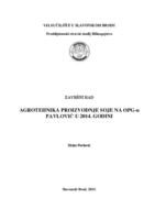 Agrotehnika proizvodnje soje na OPG-u Pavlović u 2014. godini